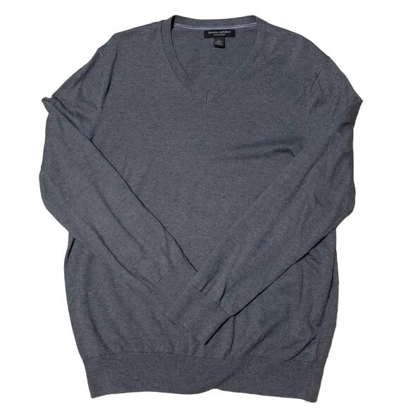 Banana Republic Men's Luxury Blend Cashmere Blend V-Neck Gray Sweater Sz L GUC - Picture 4 of 7